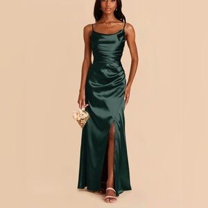 Birdy Grey Emerald Green Lydia Bridesmaid Dress Shiny Satin